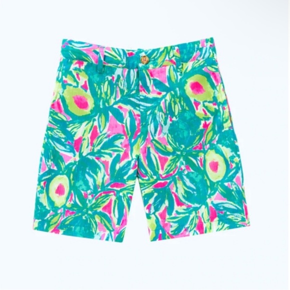 Lilly Pulitzer Beaumont Short Pink Sunset Guac And Roll Boys Sz 10 - Picture 1 of 11